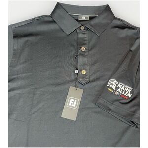 FootJoy Polo Golf Shirt Mens Small‎ Black Solid Lisle Stretch NWT *LOGO*